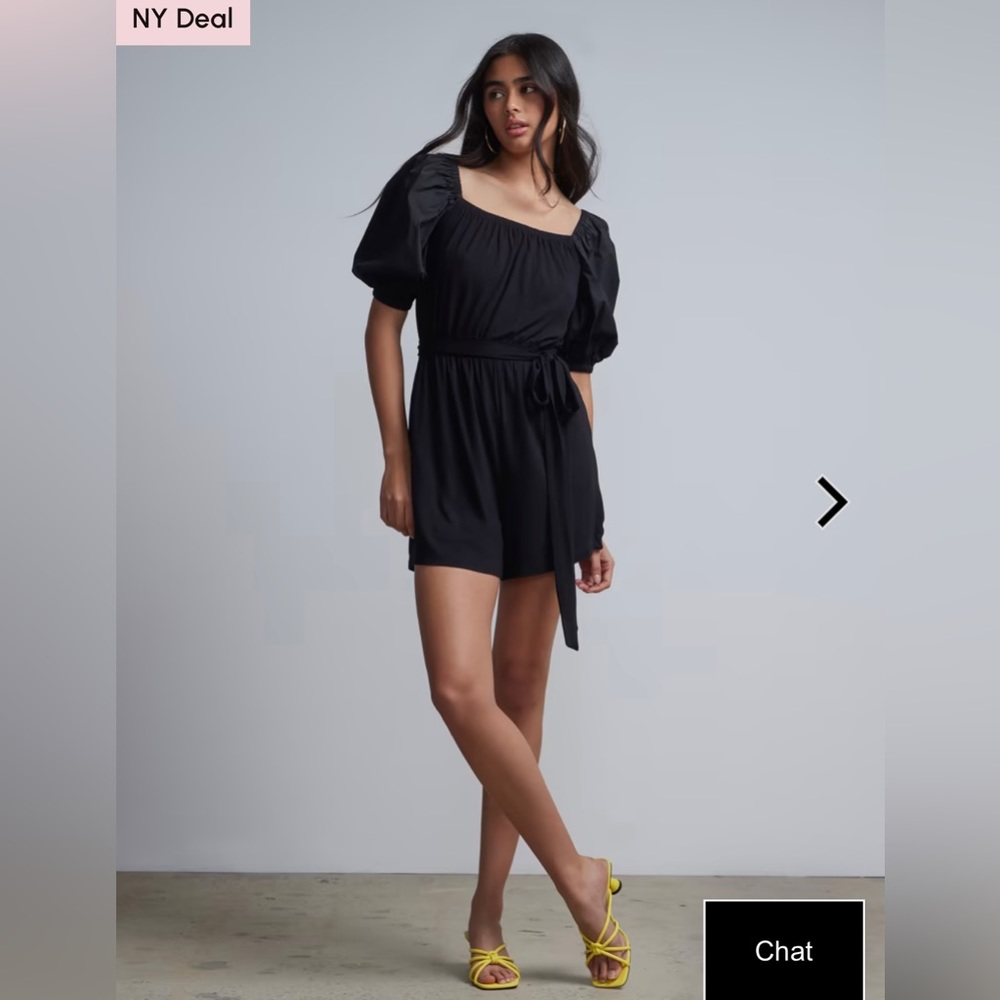 Black puff sleeve romper - L